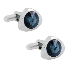 Triangle Blue Crystal Cufflinks In Box