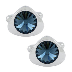 Triangle Blue Crystal Cufflinks In Box