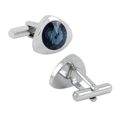 Triangle Blue Crystal Cufflinks In Box