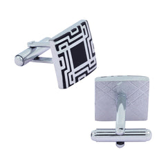 Square Black Checks Cufflinks In Box