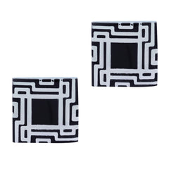 Square Black Checks Cufflinks In Box
