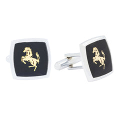 Square Black Ferrari Horse Cufflinks In Box