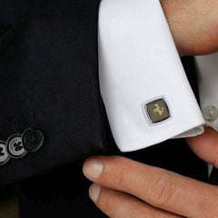 Square Grey Ferrari Horse Cufflinks In Box