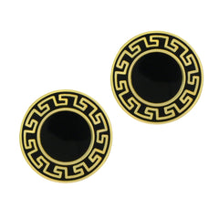 Round Black Gold Cufflinks In Box