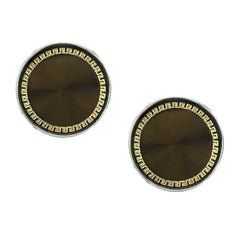 Round Grey Gold Cufflinks In Box