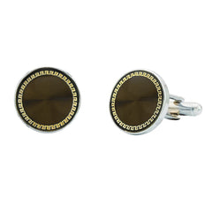 Round Grey Gold Cufflinks In Box