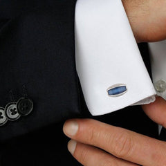 Cylinder Blue Crystal Cufflinks In Box