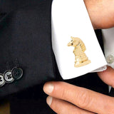 Fancy Gold Horse Chess Cufflinks In Box