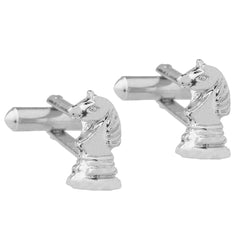 Fancy Silver Horse Chess Cufflinks In Box