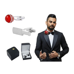 Fancy Red Bat Ball Cricket Cufflinks In Box