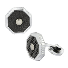 Hexagon Black Enamel Cufflinks In Box