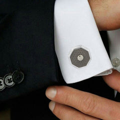 Hexagon Black Enamel Cufflinks In Box Group2