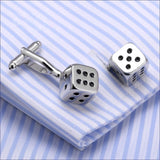 Cube Silver Dice Gambling Cufflinks In Box