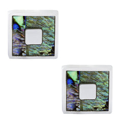 Square Blue Mother Of Pearl Cufflinks In Box