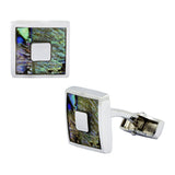 Square Blue Mother Of Pearl Cufflinks In Box