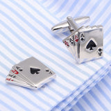Fancy Silver Ace Poker Cufflinks In Box