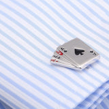 Fancy Silver Ace Poker Cufflinks In Box