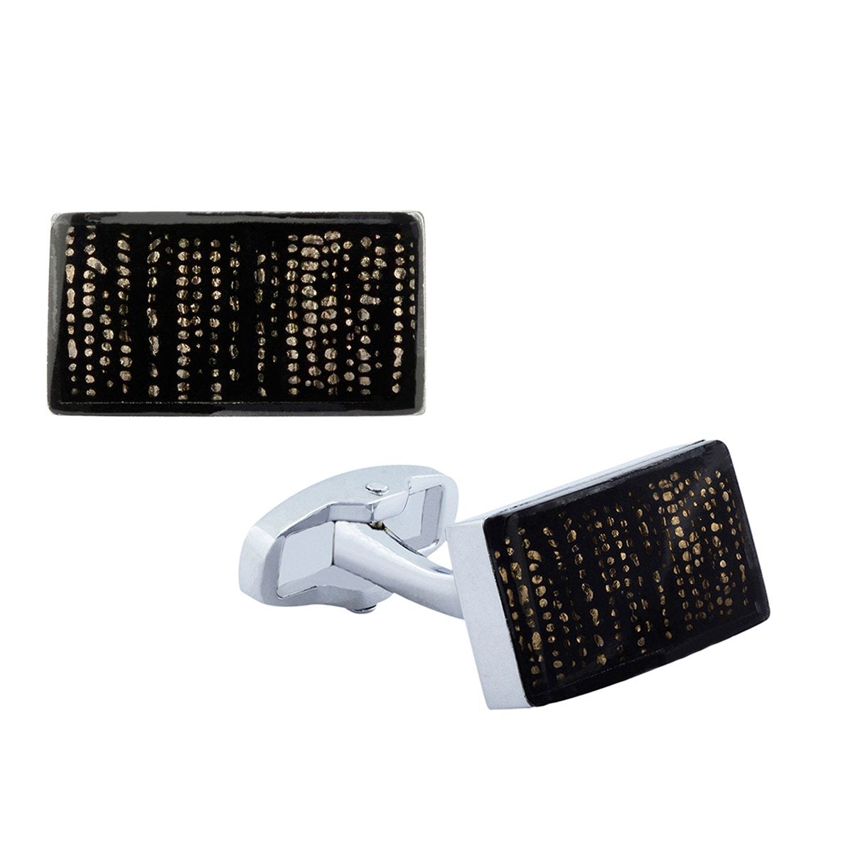 Rectangle Black 3D Cufflinks In Box