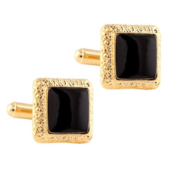 Square Black Enamel Cufflinks In Box