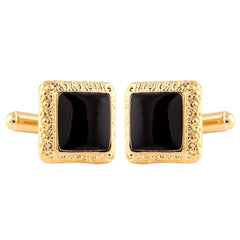 Square Black Enamel Cufflinks In Box