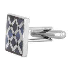 Hexagon Blue Checks Cufflinks In Box