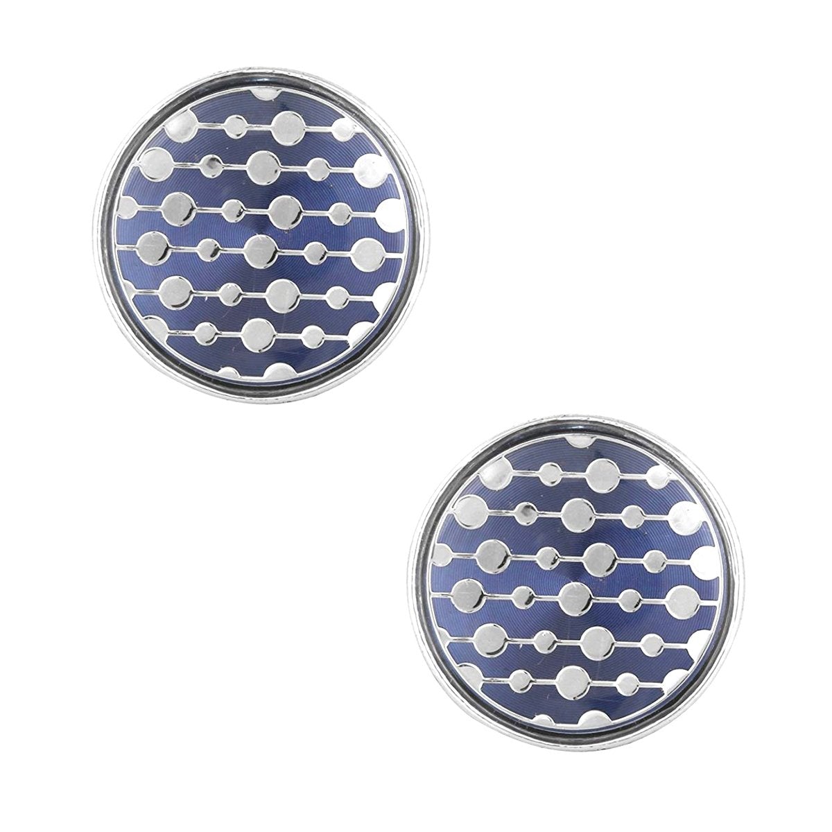 Round Blue Stripes Cufflinks In Box