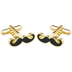 Fancy Gold Mooch Moustache Cufflinks In Box