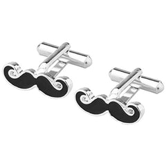Fancy Silver Mooch Moustache Cufflinks In Box
