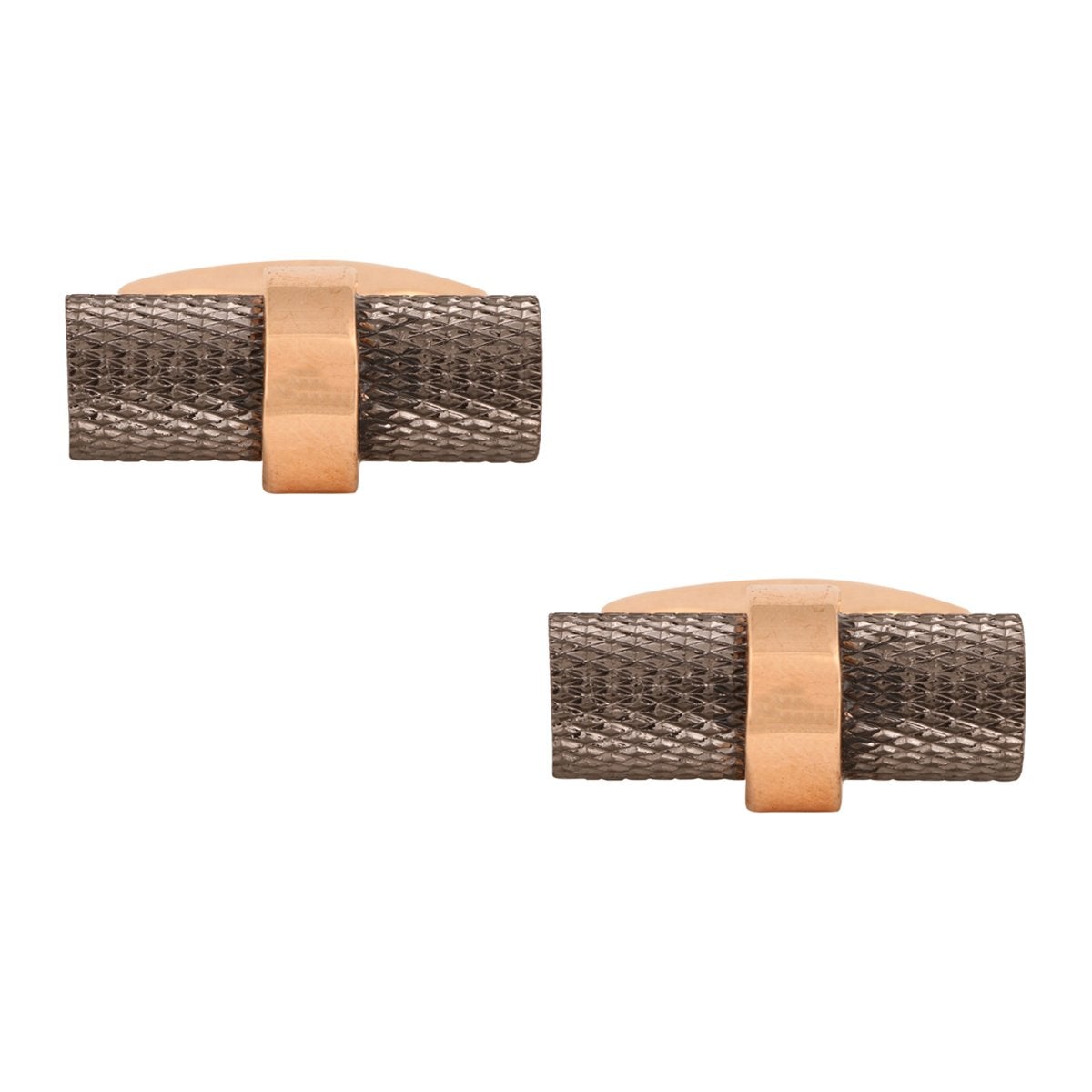 Cylinder Black Rose Gold Cufflinks In Box