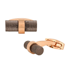 Cylinder Black Rose Gold Cufflinks In Box