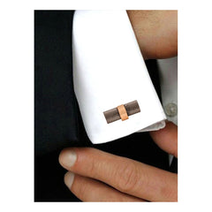 Cylinder Black Rose Gold Cufflinks In Box