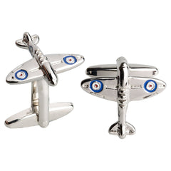 Fancy Silver Aeroplane Cufflinks In Box