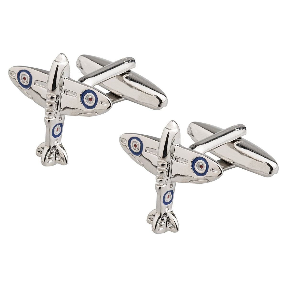 Fancy Silver Aeroplane Cufflinks In Box