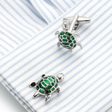 Turtle Tortoise Green Cufflinks In Box