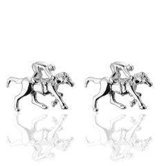 Jockey Derby Horse Silver Cufflinks In Box Group2