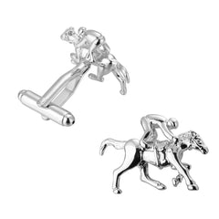 Jockey Derby Horse Silver Cufflinks In Box Group2