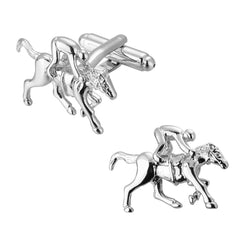 Jockey Derby Horse Silver Cufflinks In Box Group2