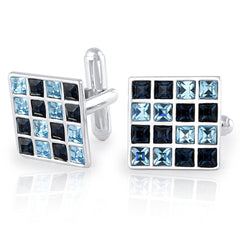 Checks Austrian Crystal Blue Cufflinks In Box