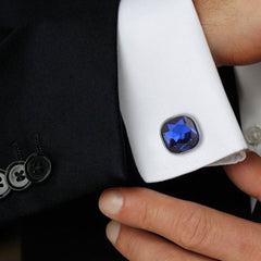 Austrian Crystal Blue Cufflinks In Box