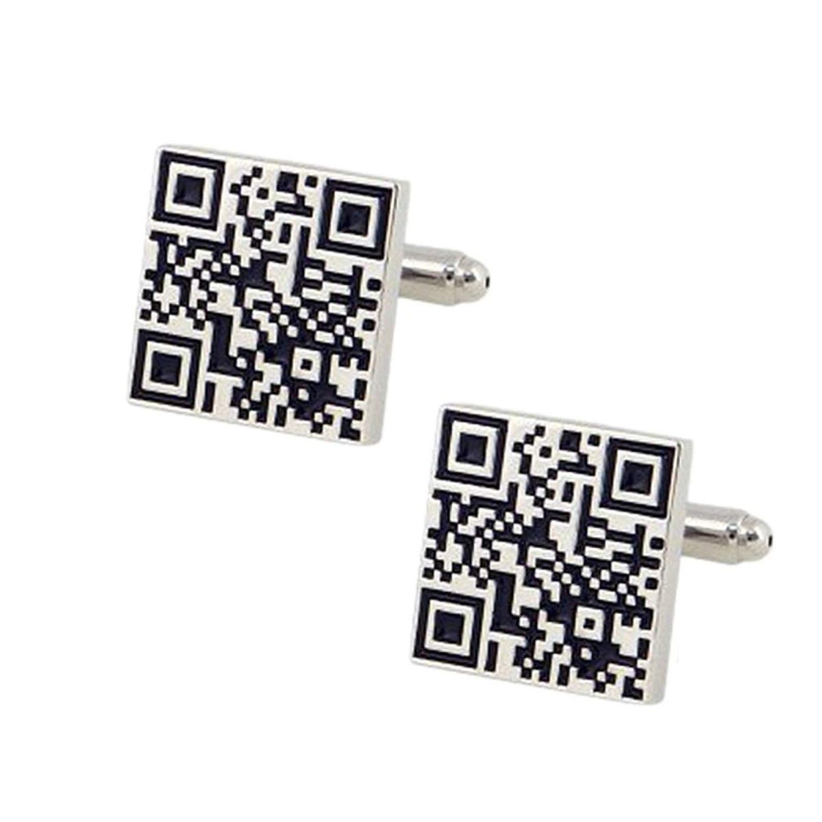 Qr Code Barcode Black Cufflinks In Box