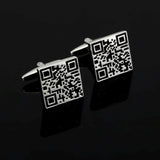 QR Code Barcode Black Formal Shirt Cufflinks for Men Branded Gift Box
