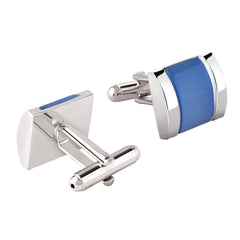 Rectangle Blue Crystal Cufflinks In Box