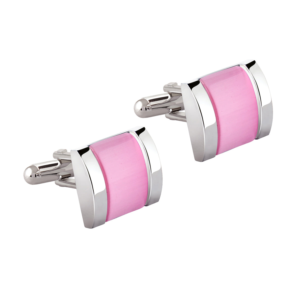 Rectangle Pink Crystal Cufflinks In Box