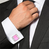 Rectangle Pink Crystal Cufflinks In Box