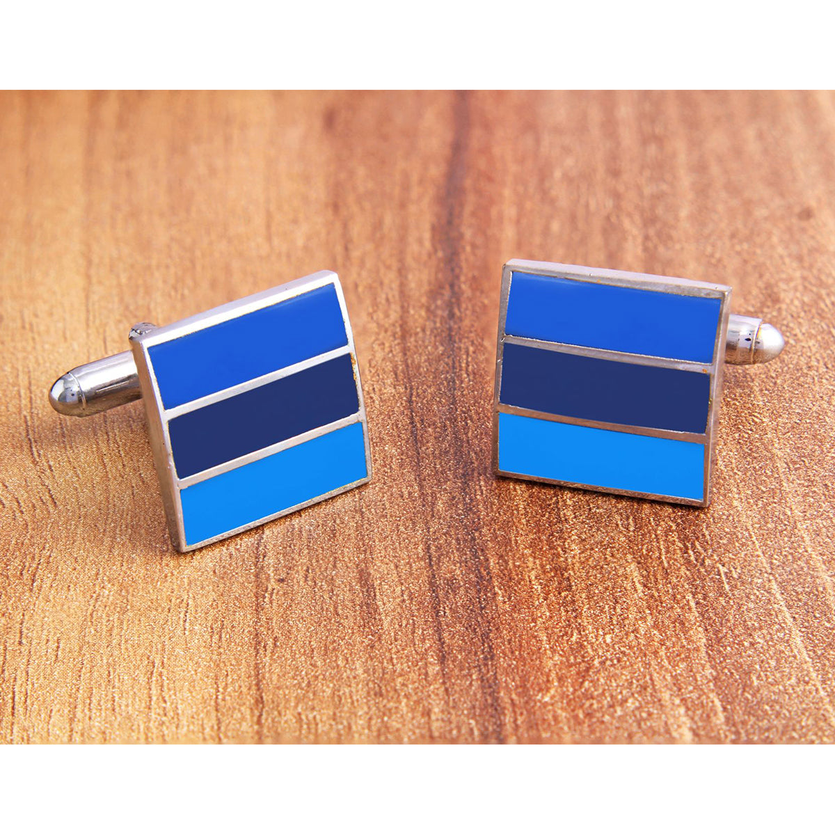 Stripes Blue Cufflinks In Box