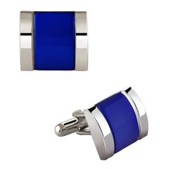 Rectangle Blue Crystal Cufflinks In Box