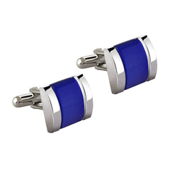 Rectangle Blue Crystal Cufflinks In Box