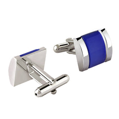 Rectangle Blue Crystal Cufflinks In Box