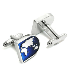 Atlas World Map Traveller Blue Cufflinks In Box