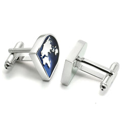 Atlas World Map Traveller Blue Cufflinks In Box